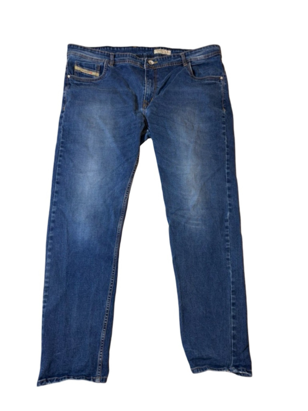 Diesel Industry Denim Jeans Straight Leg Distressed Wash Blue Cotton 44 flaw